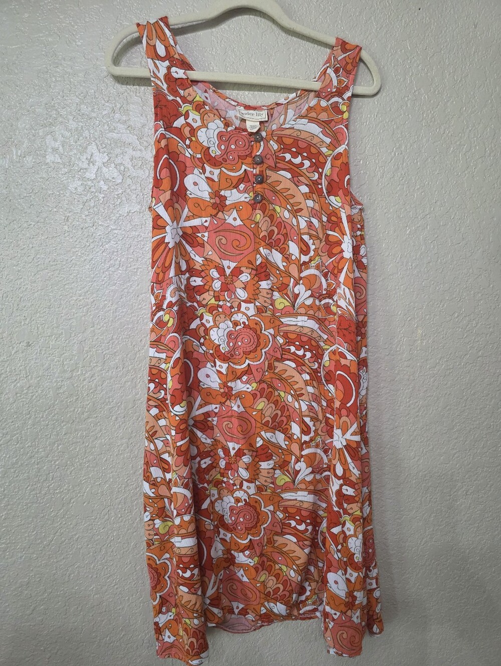 Sleeveless Orange Floral Print Mini Dress by No Brand Listed
